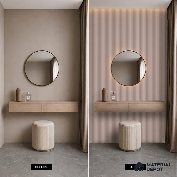Cement Grey Plain Colour Look PN 07663 8 ft x 10 inch Charcoal Panel - 10 mm | Suitable for Living Room, Bedroom & Office | Width is Subjected to 5% Variation