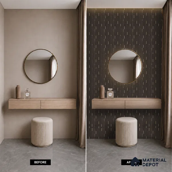 Graphite Black Geometric Look PN 07810 8 ft x 7.8 inch Charcoal Panel - 6 mm | Suitable for Living Room, Bedroom & Office | Width is Subjected to 5% Variation