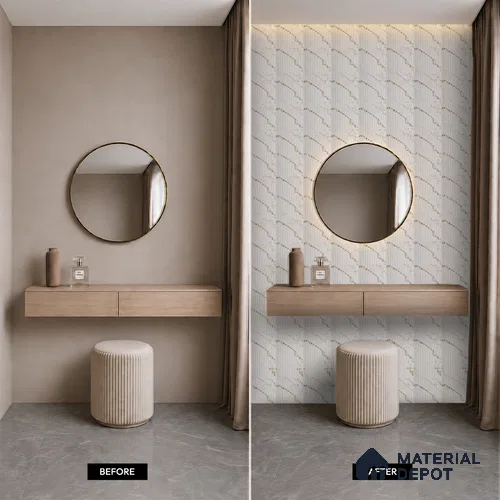 Dove Grey Marble Look PN 07816 8 ft x 7.8 inch Charcoal Panel - 6 mm | Suitable for Living Room, Bedroom & Office | Width is Subjected to 5% Variation