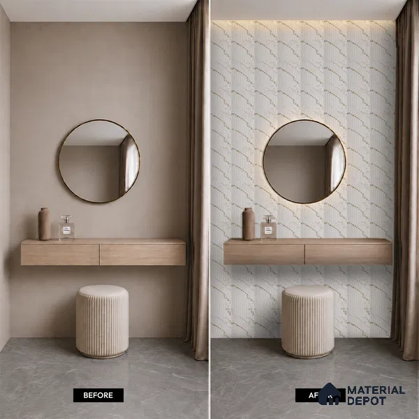 Dove Grey Marble Look PN 07816 8 ft x 7.8 inch Charcoal Panel - 6 mm | Suitable for Living Room, Bedroom & Office | Width is Subjected to 5% Variation