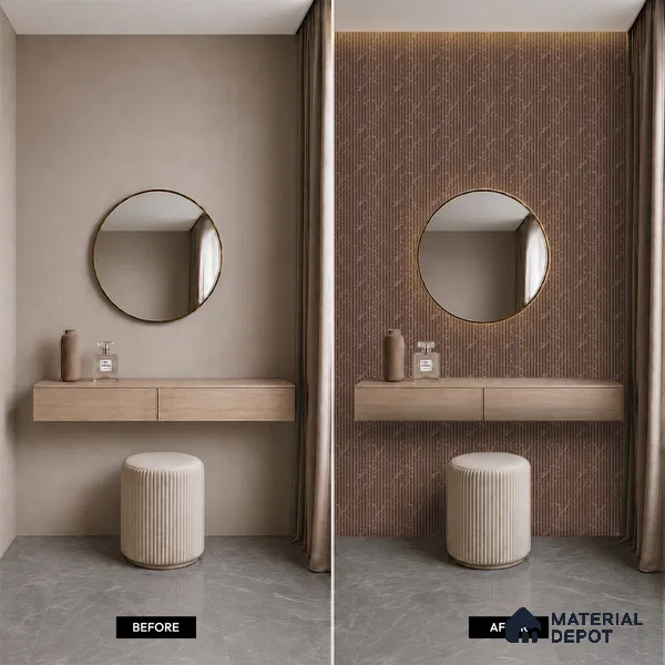 Cappucino Brown Marble Look PN 07820 8 ft x 7.8 inch Charcoal Panel - 6 mm | Suitable for Living Room, Bedroom & Office | Width is Subjected to 5% Variation