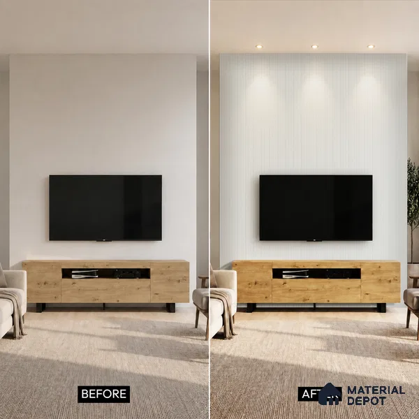 Light Grey Plain Colour Look PN 00624 8 ft x 4 inch Charcoal Panel - 11 mm | Suitable for Feature Wall, TV Unit & Living Room | Width is Subjected to 5% Variation