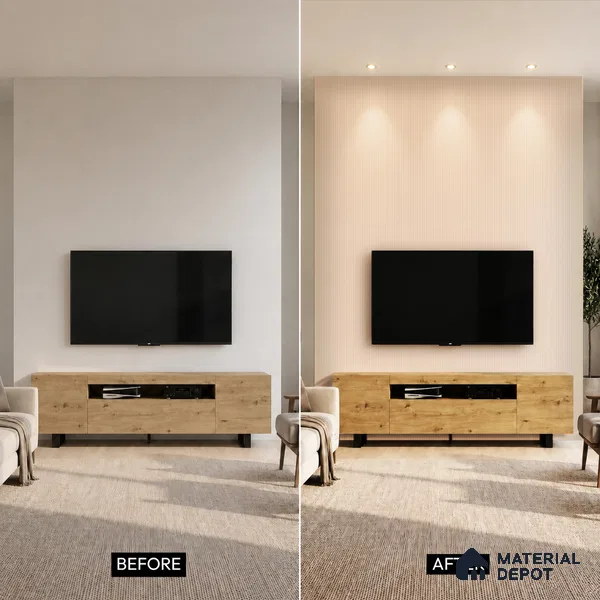 Cappuccino Beige Plain Colour Look PN 00628 8 ft x 4 inch Charcoal Panel - 11 mm | Suitable for Feature Wall, TV Unit & Living Room | Width is Subjected to 5% Variation