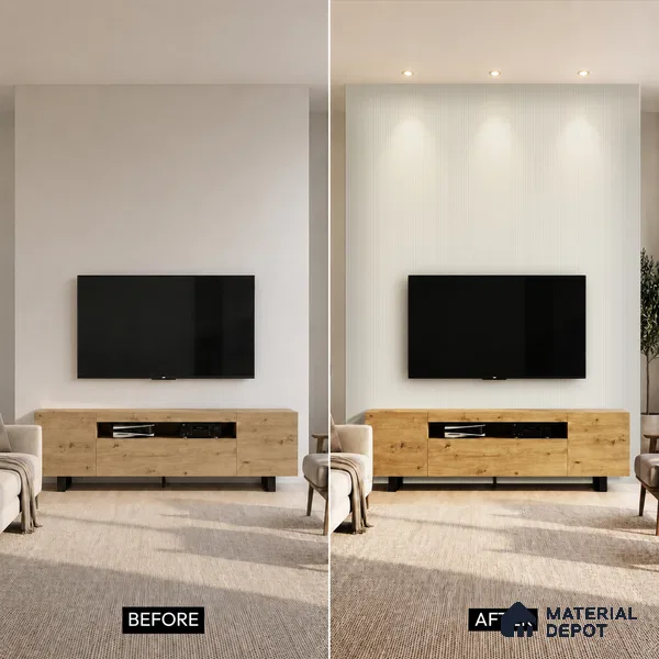Ash Grey Plain Colour Look PN 00630 8 ft x 4 inch Charcoal Panel - 11 mm | Suitable for Feature Wall, TV Unit & Living Room | Width is Subjected to 5% Variation