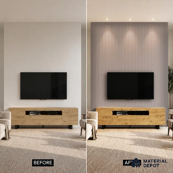 Mid Grey Plain Colour Look PN 00631 8 ft x 4 inch Charcoal Panel - 11 mm | Suitable for Feature Wall, TV Unit & Living Room | Width is Subjected to 5% Variation