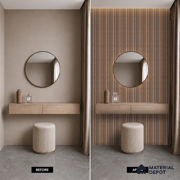 Wooden Look PN 03552 9.5 ft x 4.7 inch Charcoal Panel - 12 mm | Suitable for Feature Wall, TV Unit & Living Room | Width is Subjected to 5% Variation