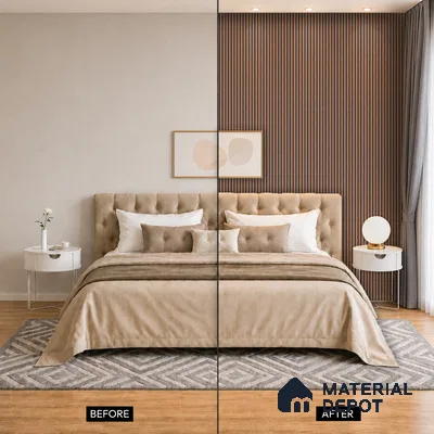 Wooden Look PN 05547 8 ft x 6 inch Charcoal Panel - 7 mm | Suitable for Feature Wall, TV Unit & Living Room | Width is Subjected to 5% Variation