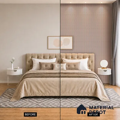 Pebble Grey Fabric Look PN 05552 8 ft x 6 inch Charcoal Panel - 7 mm | Suitable for Feature Wall, TV Unit & Living Room | Width is Subjected to 5% Variation
