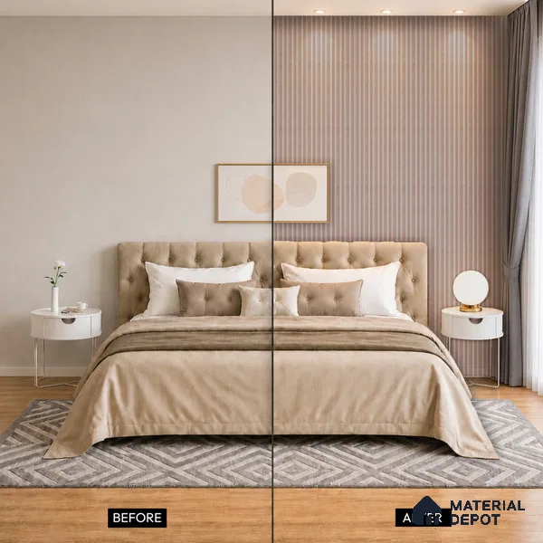 Pebble Grey Fabric Look PN 05552 8 ft x 6 inch Charcoal Panel - 7 mm | Suitable for Feature Wall, TV Unit & Living Room | Width is Subjected to 5% Variation