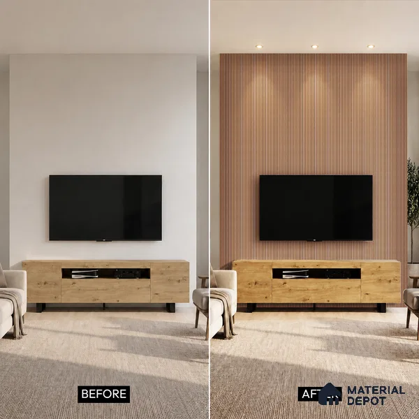 Wooden Look PN 06821 9.2 ft x 6 inch Charcoal Panel - 10 mm | Suitable for Living Room, Bedroom & TV Cabinet | Width is Subjected to 5% Variation
