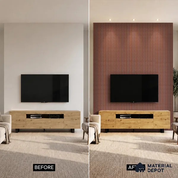 Wooden Look PN 06822 9.2 ft x 6 inch Charcoal Panel - 10 mm | Suitable for Living Room, Bedroom & TV Cabinet | Width is Subjected to 5% Variation