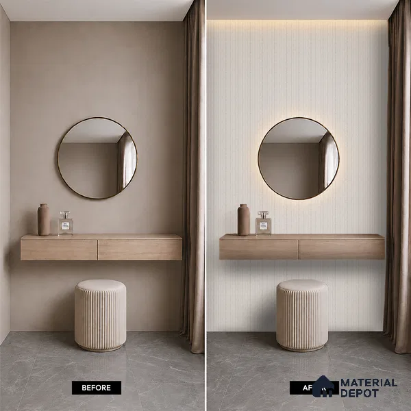 Ivory Beige Marble Look PN 06882 9.2 ft x 6.1 inch Charcoal Panel - 16 mm | Suitable for Living Room, Bedroom & TV Cabinet | Width is Subjected to 5% Variation