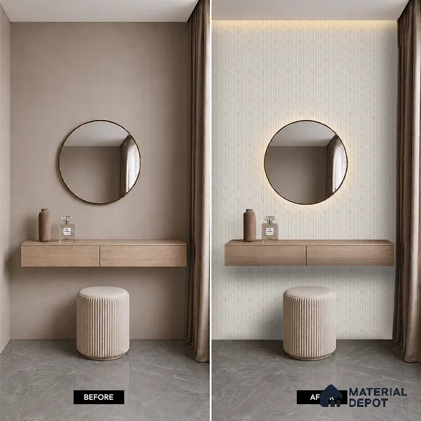 Ivory Beige Marble Look PN 06883 9.2 ft x 6.1 inch Charcoal Panel - 16 mm | Suitable for Living Room, Bedroom & TV Cabinet | Width is Subjected to 5% Variation