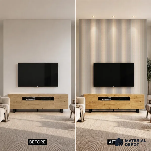Cement Grey Geometric Look PN 07026 9.5 ft x 7.8 inch Charcoal Panel - 6 mm | Suitable for Feature Wall, TV Unit & Living Room | Width is Subjected to 5% Variation
