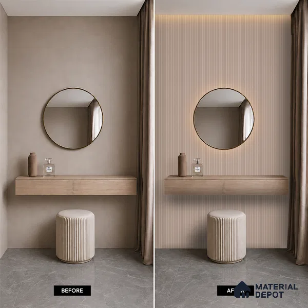 Cappuccino Beige Plain Colour Look PN 07071 9.5 ft x 4.9 inch Charcoal Panel - 10 mm | Suitable for Feature Wall, TV Unit & Living Room | Width is Subjected to 5% Variation