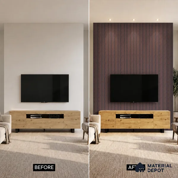 Wooden Look PN 07132 9.5 ft x 6 inch Charcoal Panel - 6 mm | Suitable for Feature Wall, TV Unit & Living Room | Width is Subjected to 5% Variation