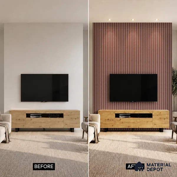 Wooden Look PN 07144 9.5 ft x 6 inch Charcoal Panel - 6 mm | Suitable for Feature Wall, TV Unit & Living Room | Width is Subjected to 5% Variation