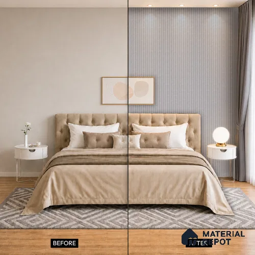 Cloud Grey Fabric Look PN 07153 9.5 ft x 4.7 inch Charcoal Panel - 11 mm | Suitable for Feature Wall, TV Unit & Living Room | Width is Subjected to 5% Variation