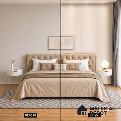 Taupe Beige Fabric Look PN 07154 9.5 ft x 4.7 inch Charcoal Panel - 11 mm | Suitable for Feature Wall, TV Unit & Living Room | Width is Subjected to 5% Variation