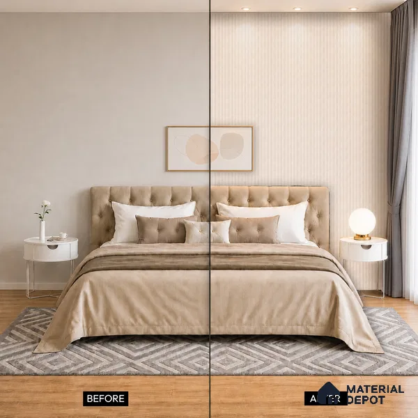 Taupe Beige Fabric Look PN 07154 9.5 ft x 4.7 inch Charcoal Panel - 11 mm | Suitable for Feature Wall, TV Unit & Living Room | Width is Subjected to 5% Variation