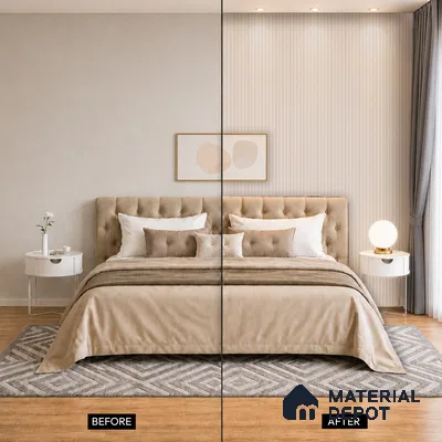 Cappuccino Beige Fabric Look PN 07155 9.5 ft x 4.7 inch Charcoal Panel - 11 mm | Suitable for Feature Wall, TV Unit & Living Room | Width is Subjected to 5% Variation