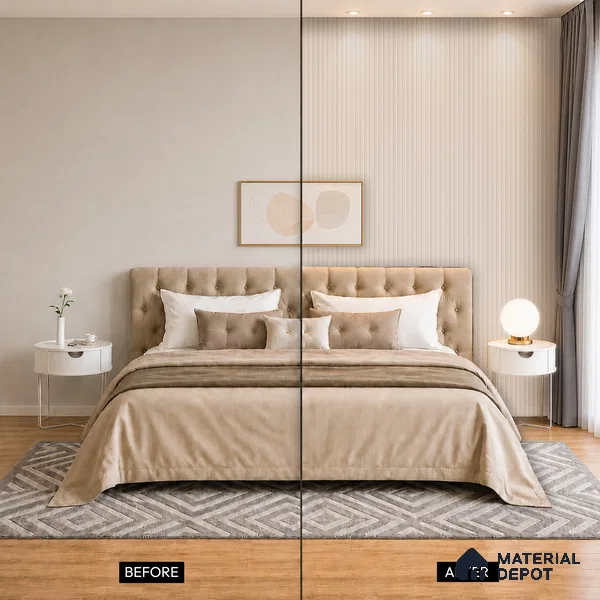 Cappuccino Beige Fabric Look PN 07155 9.5 ft x 4.7 inch Charcoal Panel - 11 mm | Suitable for Feature Wall, TV Unit & Living Room | Width is Subjected to 5% Variation