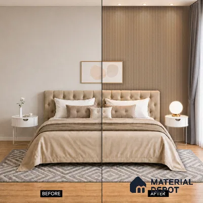 Mocha Brown Fabric Look PN 07156 9.5 ft x 4.7 inch Charcoal Panel - 11 mm | Suitable for Feature Wall, TV Unit & Living Room | Width is Subjected to 5% Variation