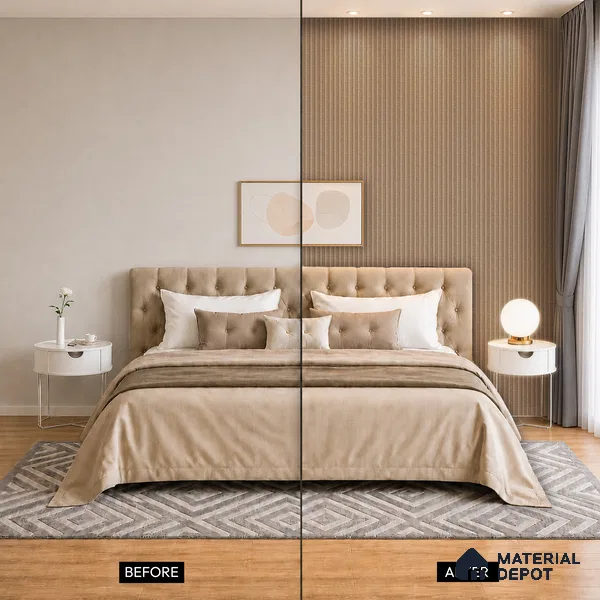 Mocha Brown Fabric Look PN 07156 9.5 ft x 4.7 inch Charcoal Panel - 11 mm | Suitable for Feature Wall, TV Unit & Living Room | Width is Subjected to 5% Variation