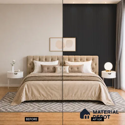 Graphite Black Plain Colour Look PN 07158 9.5 ft x 4.7 inch Charcoal Panel - 11 mm | Suitable for Feature Wall, TV Unit & Living Room | Width is Subjected to 5% Variation