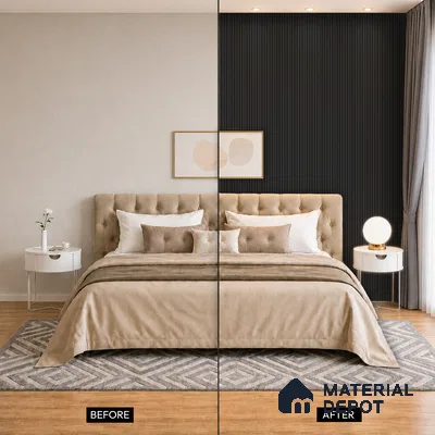 Graphite Black Plain Colour Look PN 07160 9.5 ft x 4.7 inch Charcoal Panel - 11 mm | Suitable for Feature Wall, TV Unit & Living Room | Width is Subjected to 5% Variation
