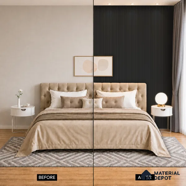 Graphite Black Plain Colour Look PN 07160 9.5 ft x 4.7 inch Charcoal Panel - 11 mm | Suitable for Feature Wall, TV Unit & Living Room | Width is Subjected to 5% Variation