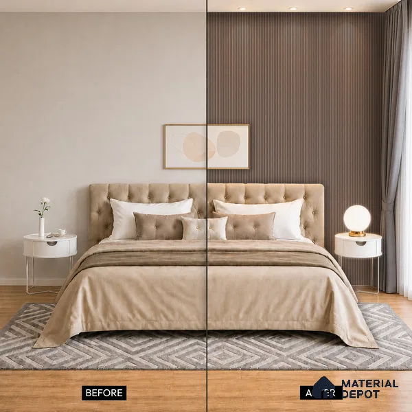 Cappucino Brown Plain Colour Look PN 07161 9.5 ft x 4.7 inch Charcoal Panel - 11 mm | Suitable for Feature Wall, TV Unit & Living Room | Width is Subjected to 5% Variation