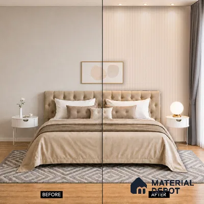 Cappuccino Beige Fabric Look PN 07167 9.5 ft x 4.7 inch Charcoal Panel - 11 mm | Suitable for Feature Wall, TV Unit & Living Room | Width is Subjected to 5% Variation