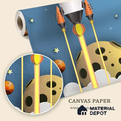 3D Space Theme Wallpaper with Solar System for Kids, Blue Sparkla N Shine Series Canvas Space Design (Customised Size Wallpaper)