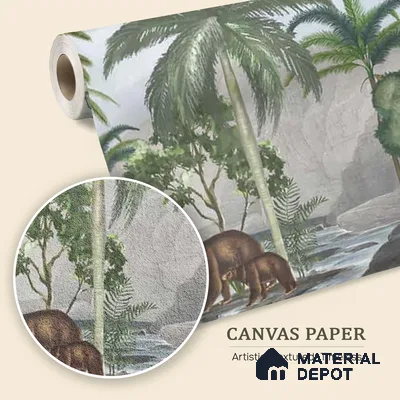 Anandvan Jungle Theme Customised Wallpaper, Green Sukoon Series Canvas Nature Design (Customised Size Wallpaper)