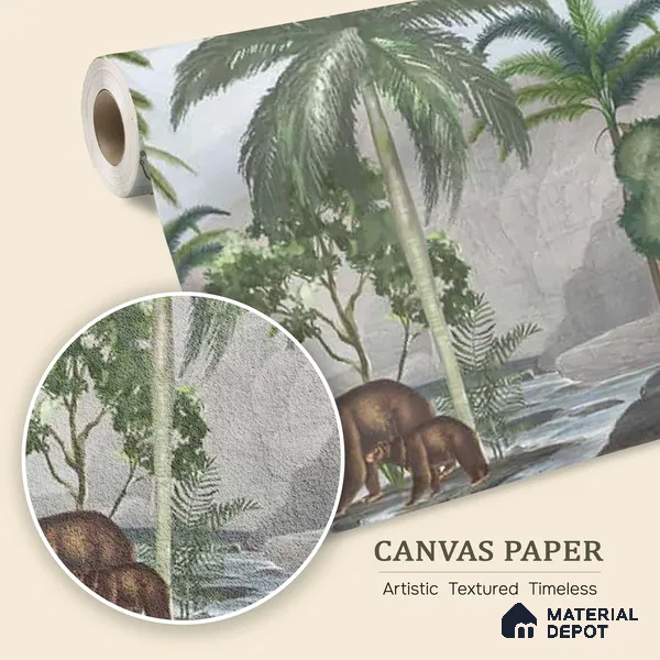 Anandvan Jungle Theme Customised Wallpaper, Green Sukoon Series Canvas Nature Design (Customised Size Wallpaper)