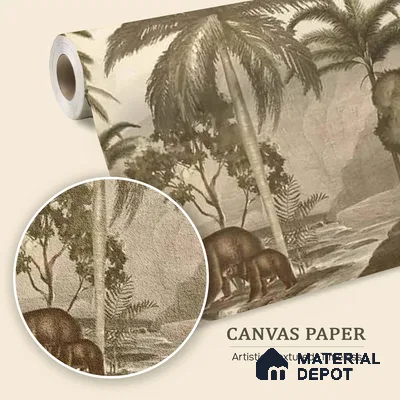 Anandvan Jungle Theme Customised Wallpaper, Sepia Sukoon Series Canvas Nature Design (Customised Size Wallpaper)