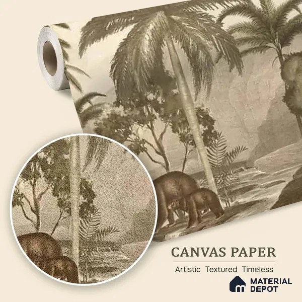 Anandvan Jungle Theme Customised Wallpaper, Sepia Sukoon Series Canvas Nature Design (Customised Size Wallpaper)