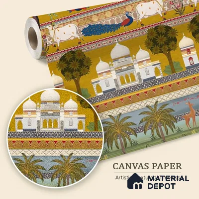 Bageecha Indian Garden Wallpaper Customised Sukoon Series Canvas Patterned Design (Customised Size Wallpaper)