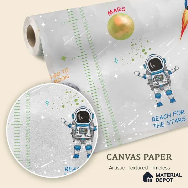 Customized Space Theme Wallpaper Design for Kids Room Sparkla N Shine Series Canvas Space Design (Customised Size Wallpaper)