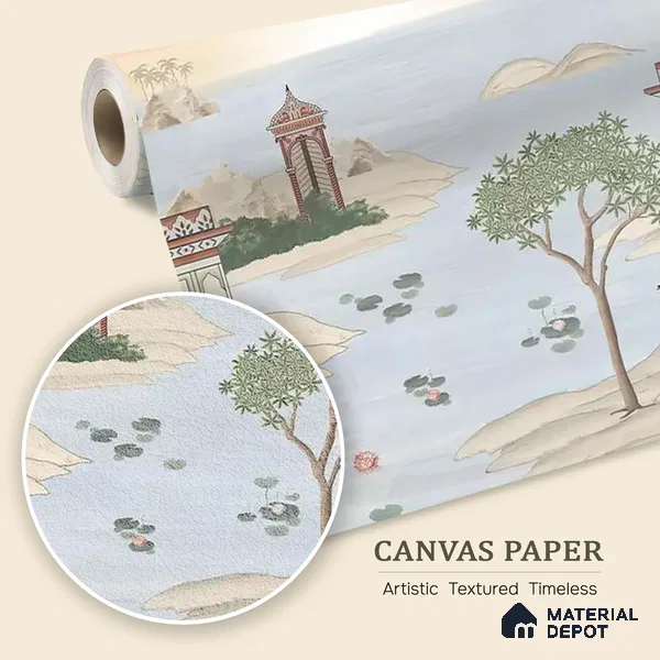 Dream Palace, a Fusion Theme Wallpaper for Homes, Customised Sukoon Series Canvas Patterned Design (Customised Size Wallpaper)