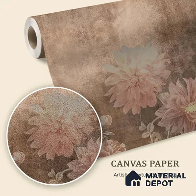 H901812 Dusky Charm, Rustic Floral Theme Wallpaper, Customised Sukoon Series Canvas Florals Design (Customised Size Wallpaper)