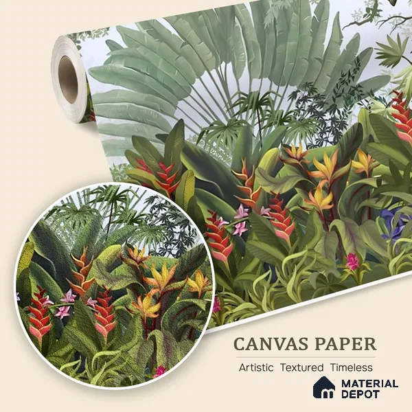 Island Breeze, Tropical Wallpaper for Rooms, Customised Sukoon Series Canvas Tropical Design (Customised Size Wallpaper)