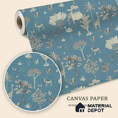 Itihaas, Indian Theme Room Wallpaper, Blue Sukoon Series Canvas Patterned Design (Customised Size Wallpaper)