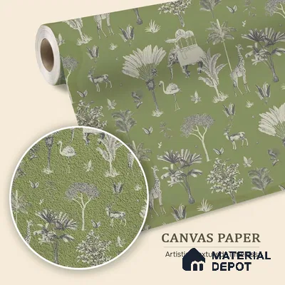 Itihaas, Indian Theme Room Wallpaper, Green Sukoon Series Canvas Patterned Design (Customised Size Wallpaper)