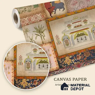 H902212 Kahani, Indian Art Theme Wallpaper, Customised Sukoon Series Canvas Abstract Design (Customised Size Wallpaper)