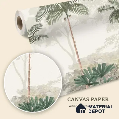 Kovalam Paradise, Palms Wallpaper for Rooms, Green, Customised Sukoon Series Canvas Nature Design (Customised Size Wallpaper)