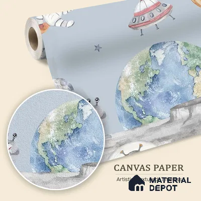 Lets go on a moon walk, Cute kids room wallpaper, Blue Sparkla N Shine Series Canvas Entertainment Design (Customised Size Wallpaper)