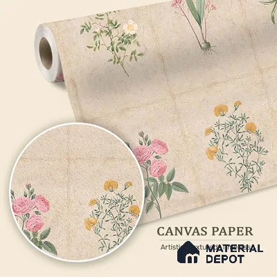 H902712 Mehek, Botanical Rendition Room Wallpaper Sukoon Series Canvas Florals Design (Customised Size Wallpaper)