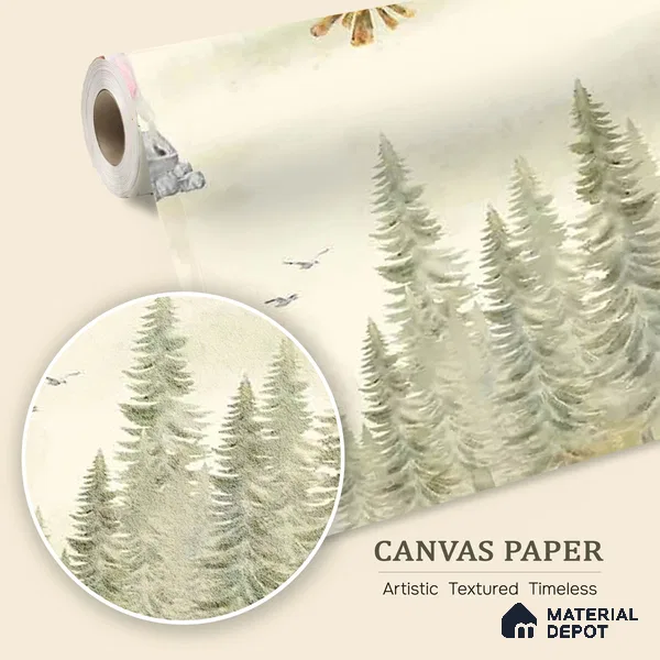 Melodious Miniatures Jungle Green Canvas Kids Room Wallpaper - 10 Meter x 19.68 Inches, 54 Sq. Ft. (Min. 15% Wastage)